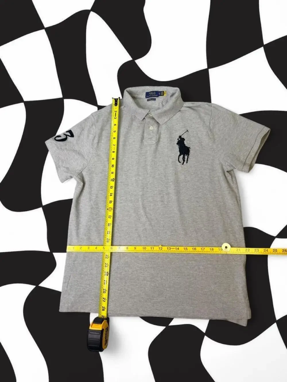 Gray Polo Ralph Lauren polo shirt with black logo,